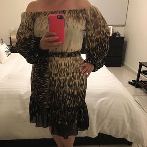 MSK Dress Off Shoulders Ombre/Animal Print